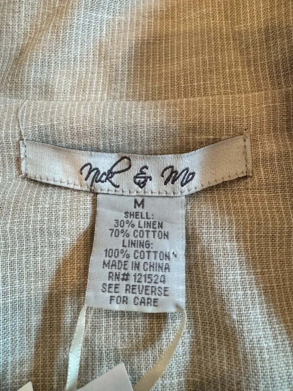 Anthropologie (Nick & Mo) Beige Linen Blend Crochet Trim Blazer - M NWT - Picture 14 of 16